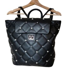 JustFab Quilted Pearl Studded Fashion Backpack